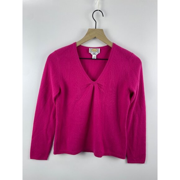 Talbot's Sweaters - Talbot's Women's Small 100% Cashmere Vintage V-Neck Pullover Sweater Barbie Pink